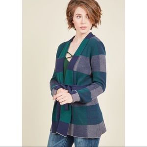 ModCloth Simply Snuggly Checked Cardigan